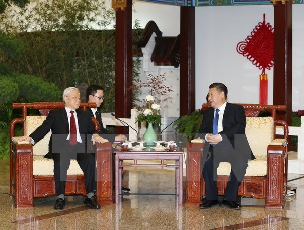 Party General Secretary Nguyen Phu Trong and Chinese Party General Secretary and President Xi Jinping (Photo: VNA)
